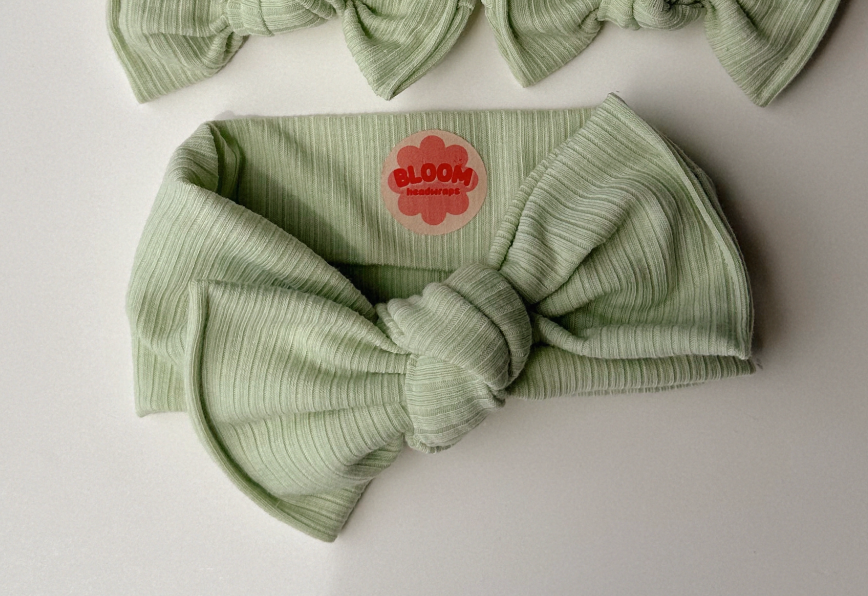 Mint Ribbed Tie On Headwrap