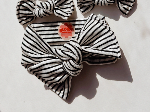 *RESTOCK* Mini Stripe Ribbed Tie On Headwrap