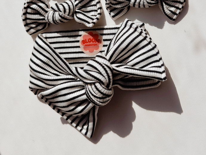 *RESTOCK* Mini Stripe Ribbed Tie On Headwrap