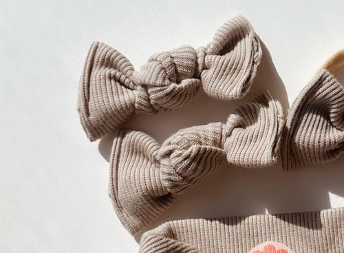 Camel Mini Ribbed BloomCLIPS or Nylon Headband