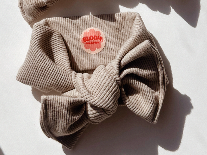 Camel Mini Ribbed Tie On Headwrap