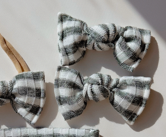 Green Stripe Ribbed BloomCLIPS or Nylon Headband