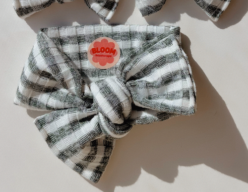 Green Stripe Ribbed Tie On Headwrap