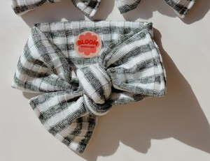 Green Stripe Ribbed Tie On Headwrap
