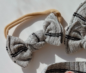 Heather Grey + Black Stripe BloomCLIPS or Nylon Headband