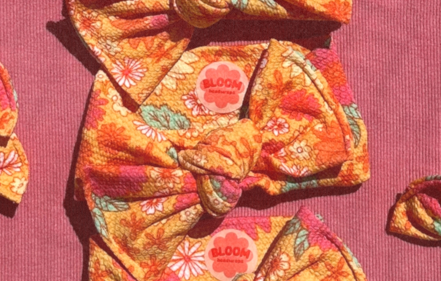 Golden Floral Tie On Headwrap