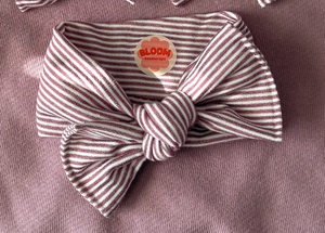 Mauve Mini Stripe Tie On Headwrap