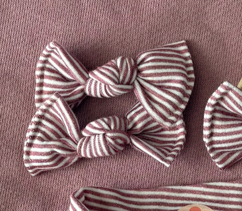 Mauve Mini Stripe BloomCLIPS or Nylon Headband