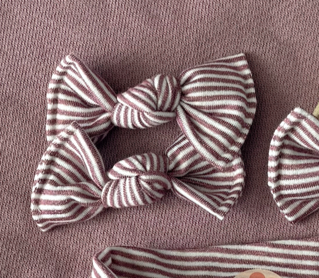 Mauve Mini Stripe BloomCLIPS or Nylon Headband