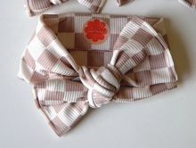 *RESTOCK* Tan Check Tie On Headwrap
