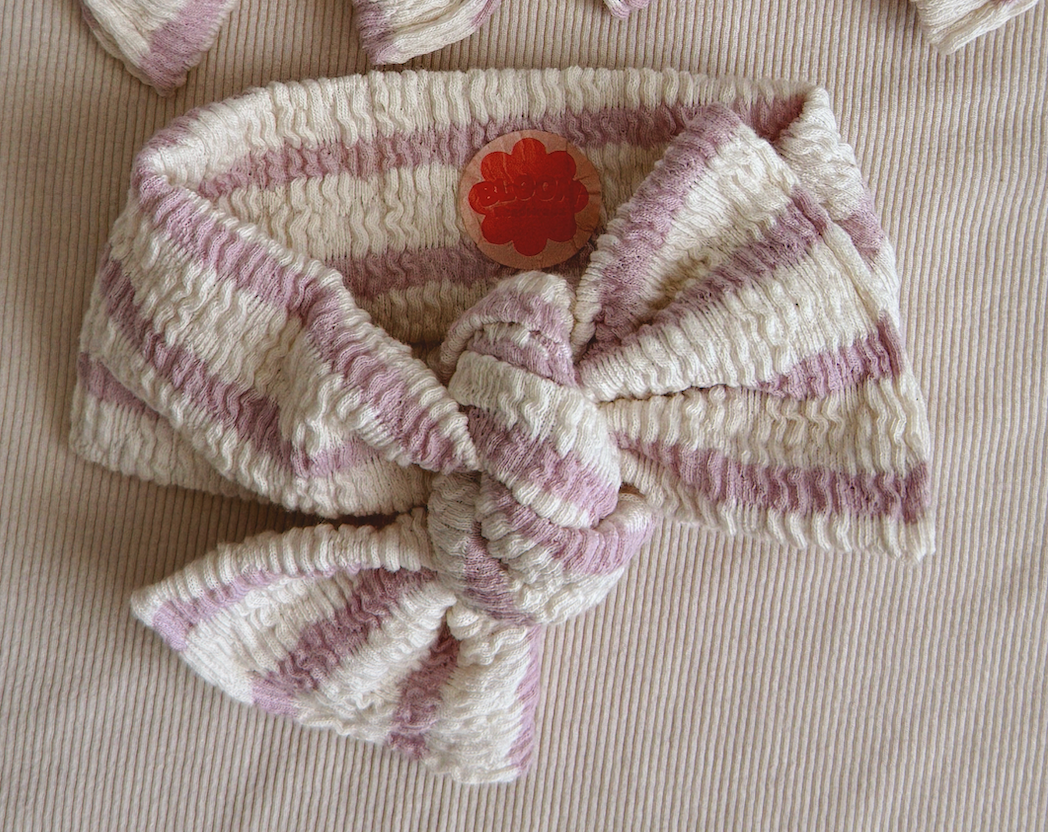 Lavender Textured Stripe Tie On Headwrap