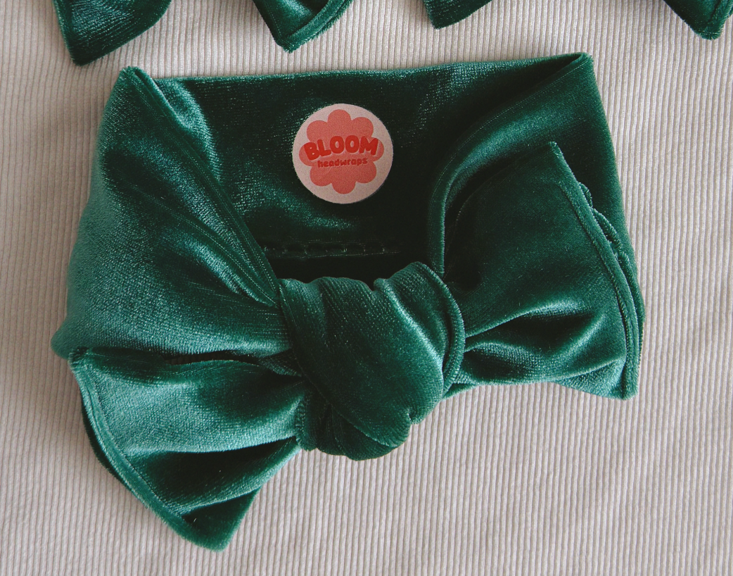 Forest Velvet Tie On Headwrap