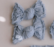 Sky Blue Ruffle BloomCLIPS or Nylon Headband