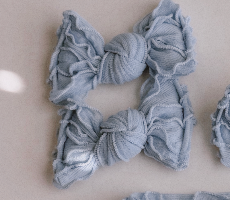 Sky Blue Ruffle BloomCLIPS or Nylon Headband