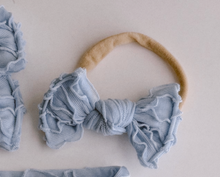 Sky Blue Ruffle BloomCLIPS or Nylon Headband