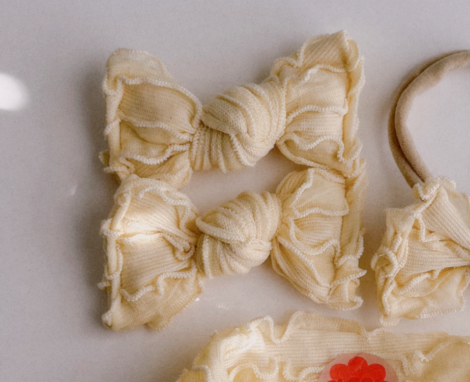 Butter Yellow Ruffle BloomCLIPS or Nylon Headband