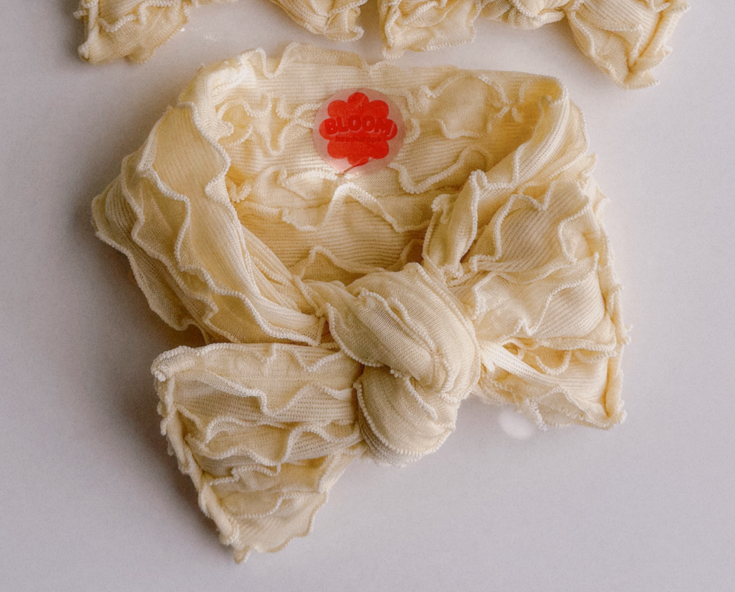 Butter Yellow Ruffle Tie On Headwrap