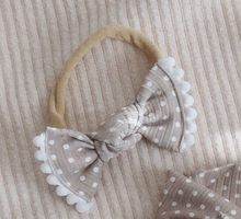 Tan Polka Dot Ribbed BloomCLIPS or Nylon Headband