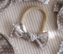 Tan Polka Dot Ribbed BloomCLIPS or Nylon Headband