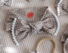 Tan Polka Dot Ribbed Tie On Headwrap