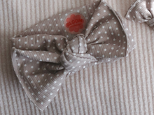 Tan Polka Dot Ribbed Tie On Headwrap