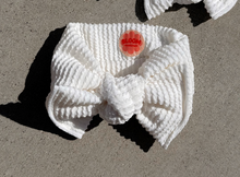 Ivory Wavy Ribbed Tie On Headwrap