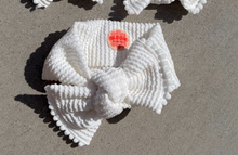 Ivory Wavy Ribbed Tie On Headwrap