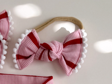 Red + Pink Ribbed BloomCLIPS or Nylon Headband