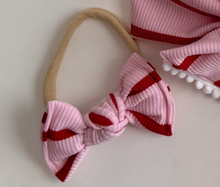 Red + Pink Ribbed BloomCLIPS or Nylon Headband