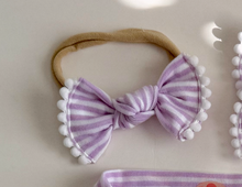 Lavender Mini Stripe BloomCLIPS or Nylon Headband