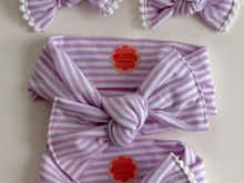 Lavender Mini Stripe Tie On Headwrap