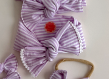 Lavender Mini Stripe Tie On Headwrap