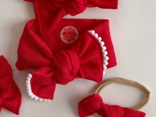 Raspberry Red Waffle Tie On Headwrap