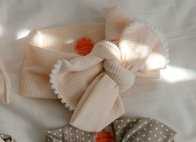 Oversized Bow Ivory Ribbed Tie On Headwrap
