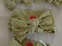 Golden Sage Dot Tie On Headwrap