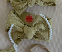 Golden Sage Dot Tie On Headwrap