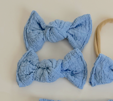 Blue Crinkle Texture BloomCLIPS or Nylon Headband