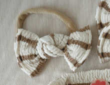 Tan Textured Stripe BloomCLIPS or Nylon Headband