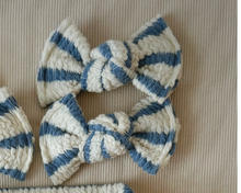 Blue Textured Stripe BloomCLIPS or Nylon Headband