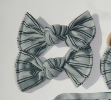 Grey Green Double Stripe BloomCLIPS or Nylon Headband