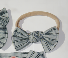 Grey Green Double Stripe BloomCLIPS or Nylon Headband