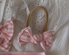 Strawberry Milk Stripe BloomCLIPS or Nylon Headband