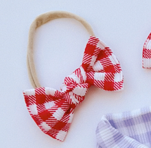 Red Gingham BloomCLIPS or Nylon Headband