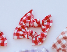 Red Gingham BloomCLIPS or Nylon Headband