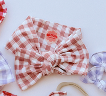 Dusty Pink Gingham Tie On Headwrap