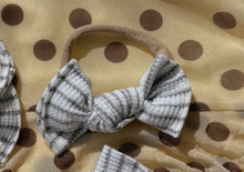 Gray Waffle Stripe BloomCLIPS or Nylon Headband