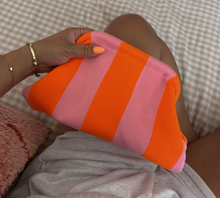 Orange and Pink Stripe Makeup Bag