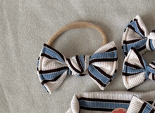 Blue and Brown Stripe BloomCLIPS or Nylon Headband