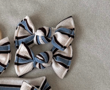 Blue and Brown Stripe BloomCLIPS or Nylon Headband
