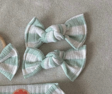 Mint Stripe Ribbed BloomCLIPS or Nylon Headband